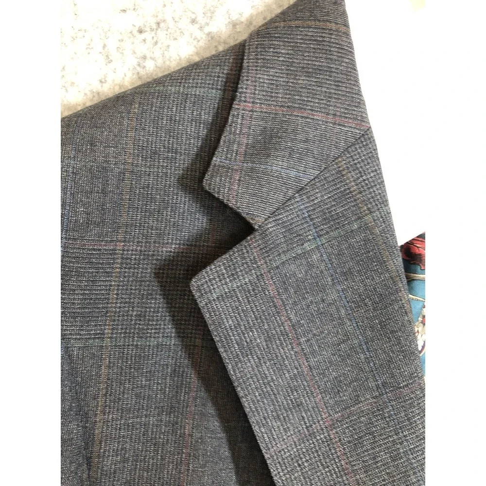 Stafford Blazer Men 42R Wool Gray Glen Plaid Classic Suit Coat Jacket Business
